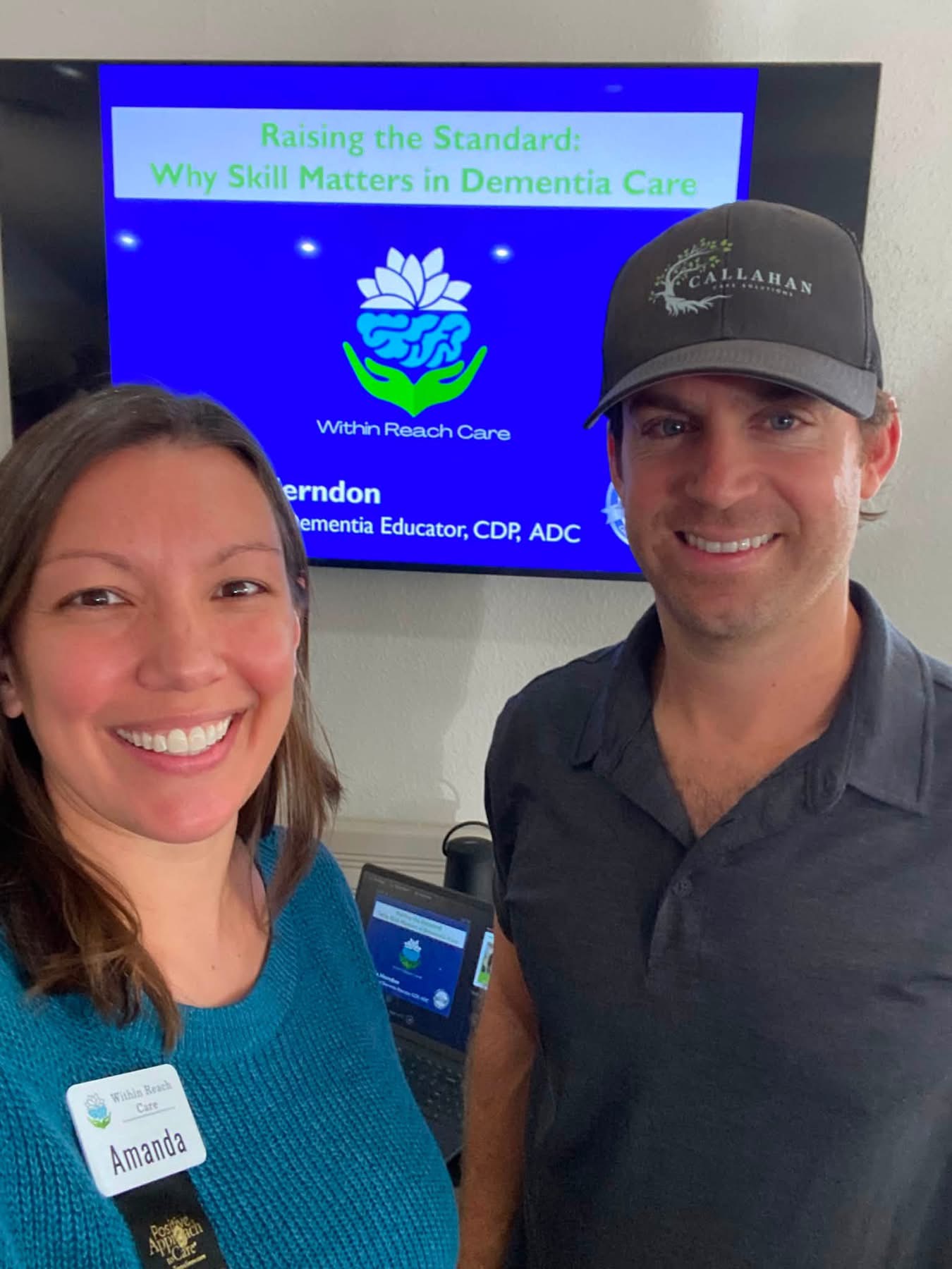 Amanda and Ryan after a Raising the Standard dementia care presentation