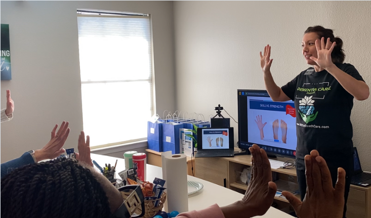 Amanda leading an interactive dementia care training